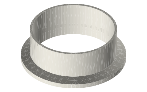 DIN 32676 clamp ferrules, series A (metric), DN10 to DN150, isometric render of a generated part