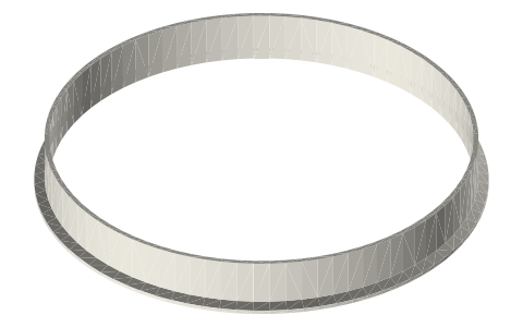 Sanitary clamp ferrules, 10 and 12 in (L14AM7, tri-clamp style), isometric render of a generated part