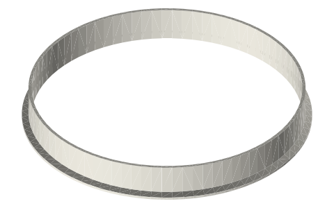 Sanitary clamp ferrules, 10 and 12 in (L14AM7, tri-clamp style), isometric render of a generated part