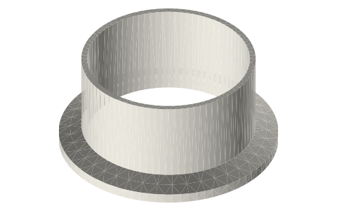 Sanitary clamp weld ferrules, short and medium: ½ to 4 in, isometric render of a generated part