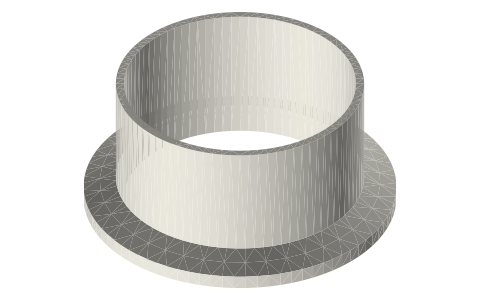 Sanitary clamp weld ferrules, short and medium: ½ to 4 in, isometric render of a generated part