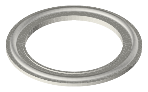 Sanitary clamp gaskets, ISO 2852 Type B: ½ to 4 in, isometric render of a generated part
