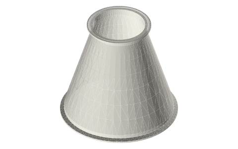 Sanitary clamp reducers, concentric and eccentric: 6 × 3, 6 × 4, 8 × 4 and 8 × 6 in (tri-clamp style), isometric render of a generated part