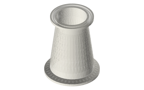Sanitary clamp reducers, concentric and eccentric, ½ to 4 in (tri-clamp style, BPE), isometric render of a generated part