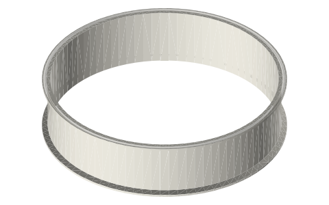 Sanitary clamp spools, 10 and 12 in, 3 and 6 in long (tri-clamp style), isometric render of a generated part
