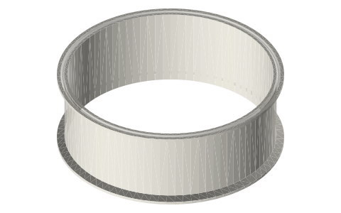 Sanitary clamp spools, 6 and 8 in: 3, 6, 12 and 18 in long (tri-clamp style), isometric render of a generated part