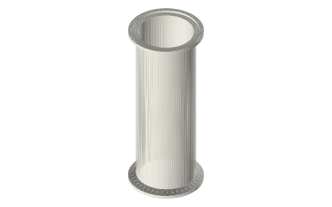 Sanitary clamp spools: 3, 6 and 12 in, ½ to 4 in, isometric render of a generated part