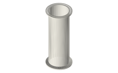 Sanitary clamp spools: 3, 6 and 12 in, ½ to 4 in, isometric render of a generated part