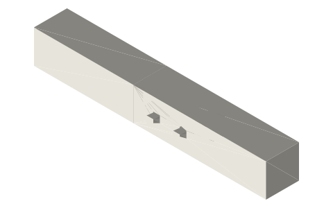 Sao tsugi (keyed rod splice), isometric render of a generated part