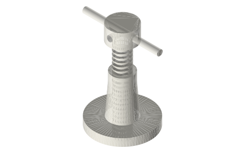 Screw jack, Tr16×4 (4 mm lift per turn), isometric render of a generated part