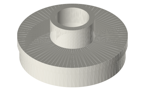 Sealed hollow piston Ø39.4 with cap for a 2 in tri-clamp bore, isometric render of a generated part