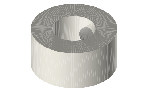 Shafts, D-flats, set-screw collars, E-clips (DIN 6799) and circlips (DIN 471), isometric render of a generated part
