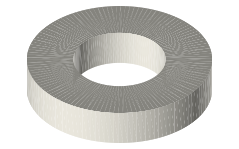 Shaft spacers for Ø3, Ø5 and Ø8 shafts, 1 to 5 mm, isometric render of a generated part