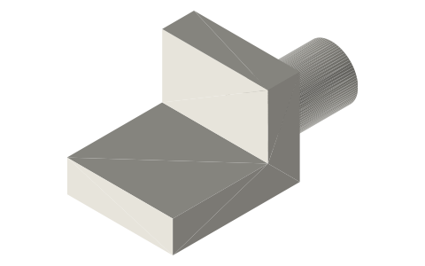 Shelf support pins for 5 mm holes (32 mm system), plain and L-ledge, isometric render of a generated part