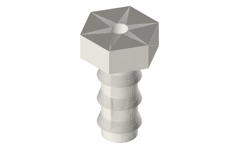Silicone and PU tube, hose barbs and push-fit fittings (the transfer port), isometric render of a generated part