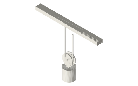 Single movable pulley (power half the weight), isometric render of a generated part