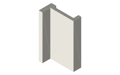 Slatwall dimensions: 3 in on center, PVC slot profile (9.5 mm opening), isometric render of a generated part