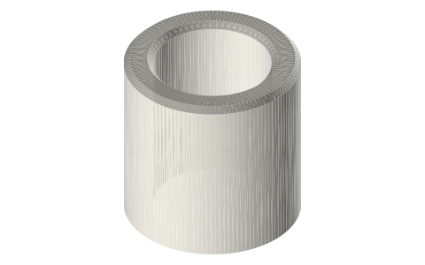 Plain sleeve bushings Ø3 to Ø10 ID, isometric render of a generated part