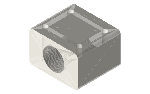 SC8UU slide block for an LM8UU, isometric render of a generated part
