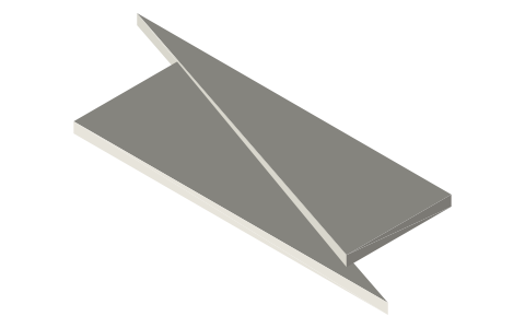 Sliding-triangle parallel ruler, isometric render of a generated part
