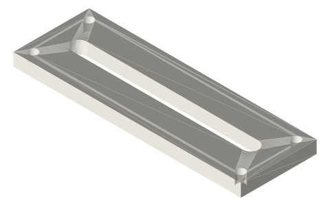 Slot guide plate 90 × 30 × 5, 6.2 mm slot (74 long), isometric render of a generated part