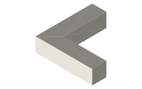 Splined mitre joint (hidden spline), isometric render of a generated part