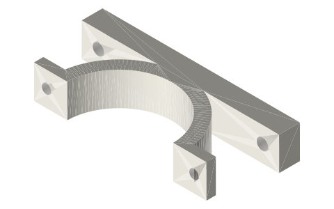 Spool hanger collars: clamp a 1.5, 2 or 3 in tri-clamp spool to 2020 extrusion, isometric render of a generated part