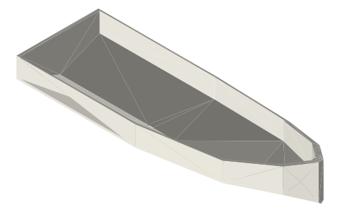 Stepped hull, isometric render of a generated part
