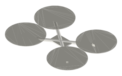 Stretched X frame, isometric render of a generated part