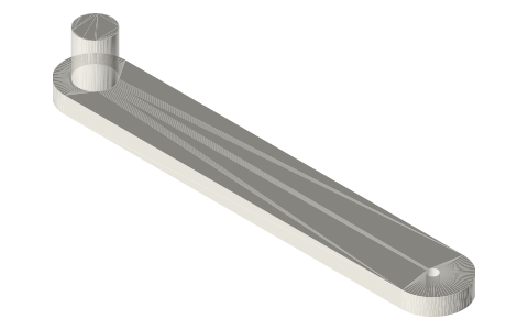 Sun-and-planet rod, 100 mm, with Ø10 × 13 planet boss, isometric render of a generated part