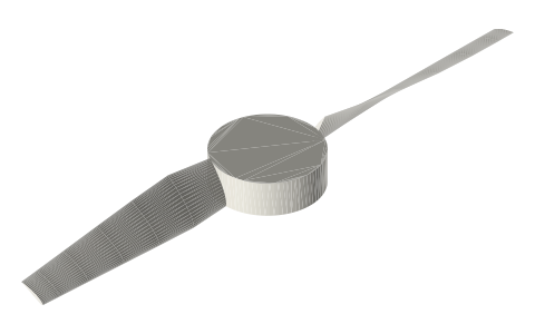 Surface drive (surface-piercing propeller), isometric render of a generated part