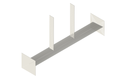 Swan-neck rear wing mount, isometric render of a generated part