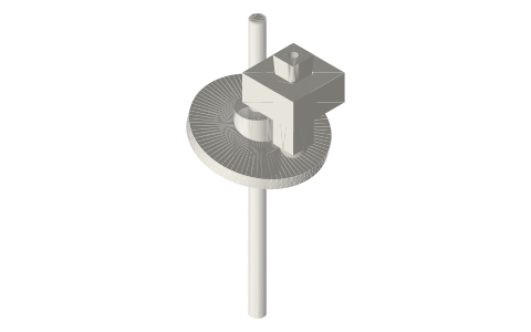 Oblique (swash) disc reciprocating a rod parallel to the shaft, isometric render of a generated part