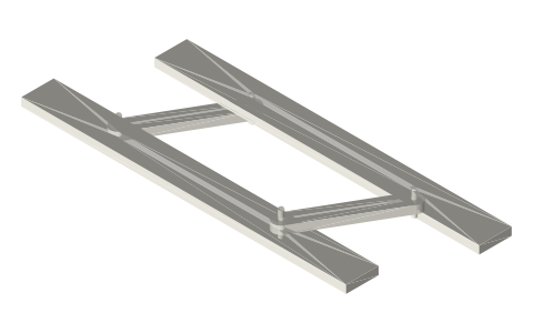 Parallel ruler with two swinging arms (parallelogram), isometric render of a generated part