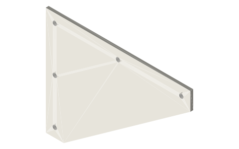 Cantilever shelf plates for 15-series posts: 8 to 16 in reach, isometric render of a generated part