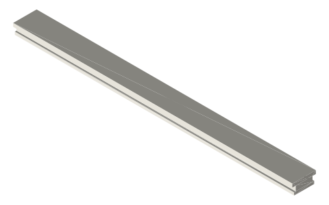 Snap-in slot covers for 20, 30, 40 and 10-series extrusion (100 mm), isometric render of a generated part