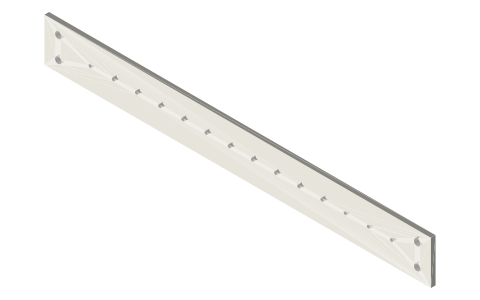 Drawer slides for 15-series benches: 12 to 24 in slide envelopes and slide-to-upright plates, isometric render of a generated part