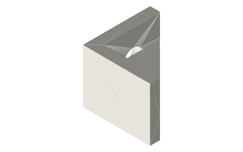 Inside corner gussets for 20, 30, 40, 45 mm and 1 in, 1.5 in T-slot extrusion, isometric render of a generated part