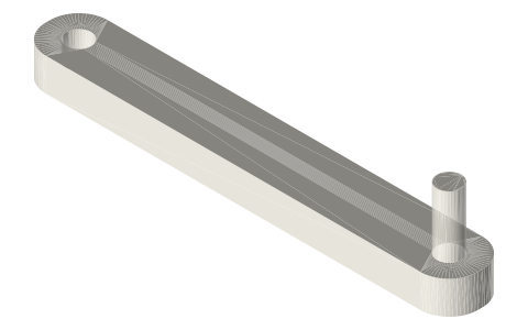 Monitor mount for a 1515 post: VESA 75 / 100 plate, post clamp and arm segments, isometric render of a generated part