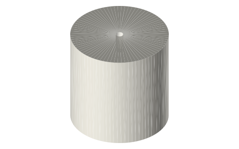 Weight Ø40 × 40 with a Ø3 top socket (394.58 g in steel), isometric render of a generated part