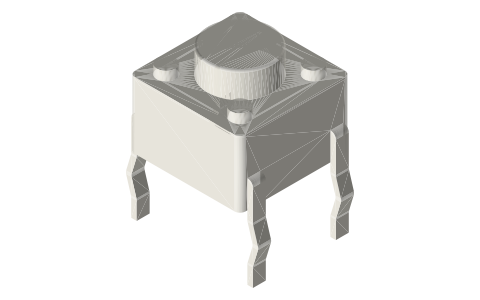 Tactile buttons (6 mm), DIP switches and small slide switches, isometric render of a generated part