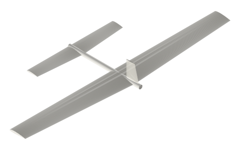 Tandem wing, isometric render of a generated part