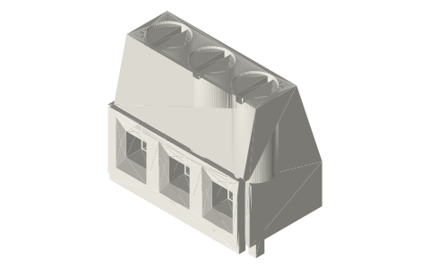 Screw terminal blocks: Phoenix MKDS 1,5 and MKDS 3 (5.0 / 5.08 mm), 2–6 positions, isometric render of a generated part