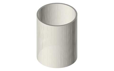 Thermoacoustic bore spacers and liners for 2 in tri-clamp spools: 8.4, 60 and 61.7 mm, isometric render of a generated part