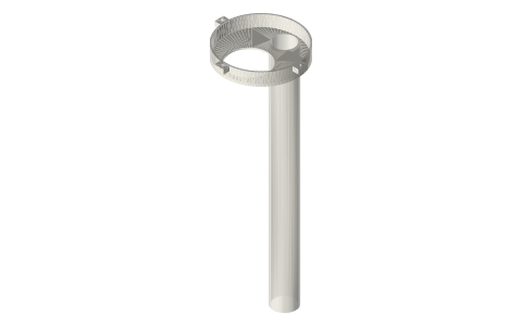 Thermoacoustic burner drum: one torch heats one or three vertical 2 in tubes, isometric render of a generated part