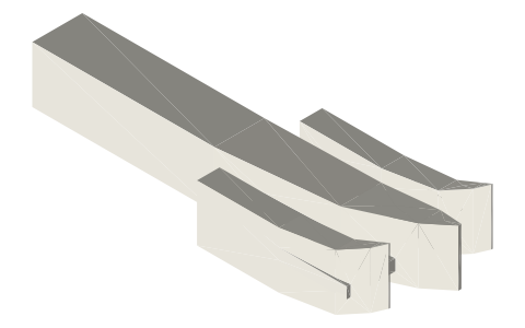 Three-point hydroplane, isometric render of a generated part
