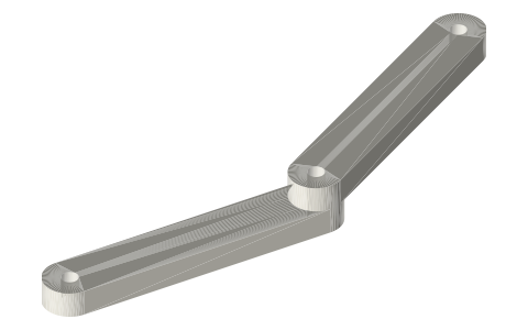 Toggle (knee-lever) press mechanism, isometric render of a generated part