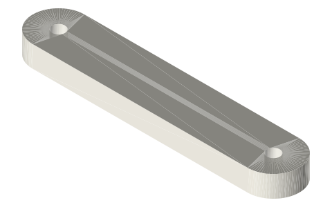 Tongs shackle link 50 mm centres, 12 × 5, isometric render of a generated part