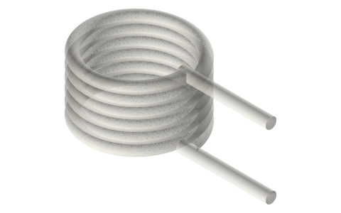 Torsion spring wire Ø0.8, OD 8, 6 coils, isometric render of a generated part