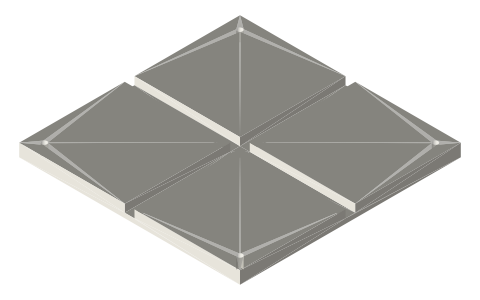 Trammel cross plate 140 × 140 × 8 with crossed 6.2 mm grooves, isometric render of a generated part